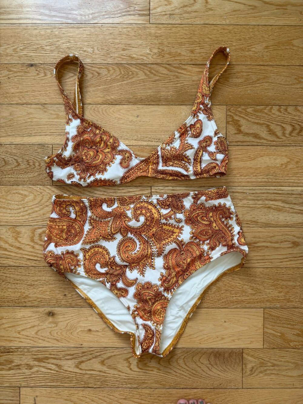 Zimmermann Paisley Print Bikini, White & Autumn Boho Floral Swimsuit, Never Worn